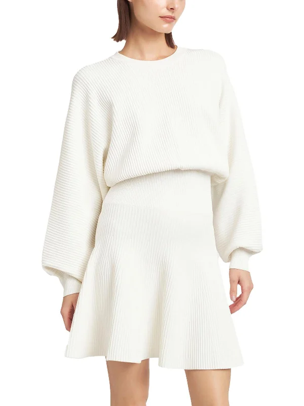 Chic Trends Unveiled Lester Womens Ribbed Knit Mini Sweaterdress