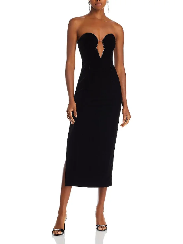 Fashion Forward Lilah Womens Velour Midi Cocktail And Party Dress