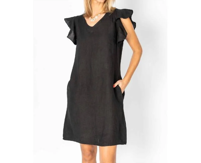 Nordic Minimalist Home Look Linen Breeze Sheath Dress In Black