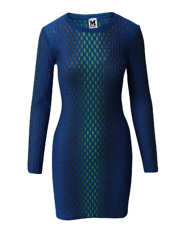 Comfortable Clothes M Missoni Bubble Knit Dress in Blue Polyester