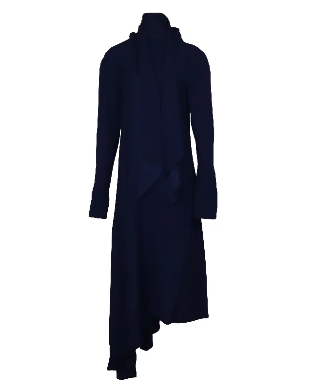 Shop Sales Marni Pussy Bow Asymmetric Dress in Blue Viscose