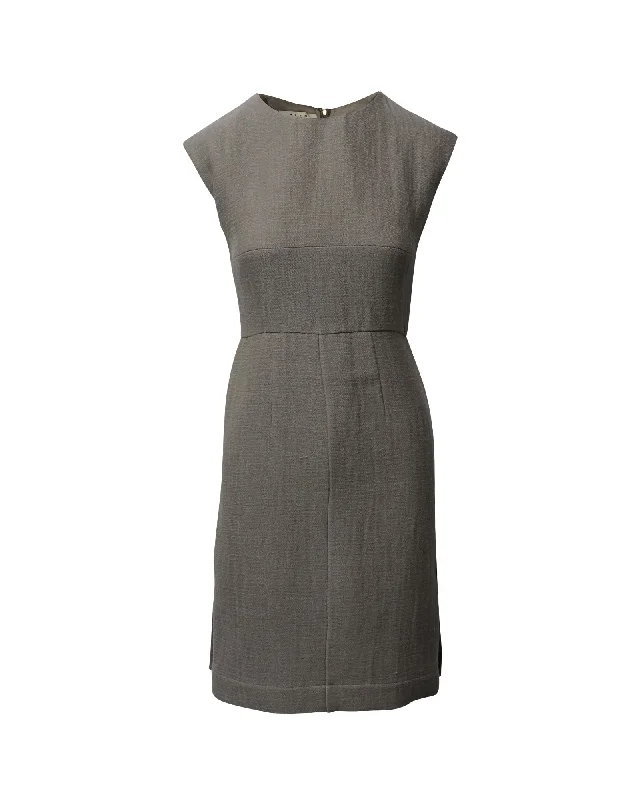 Bold Prints Casual Chic Marni Sheath Dress in Grey Linen