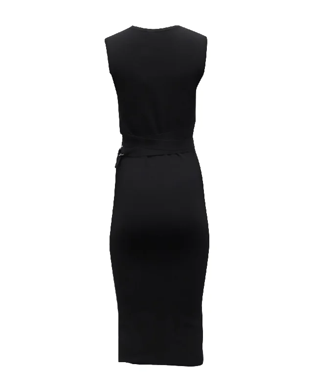 Style Without Limits Michael Kors Belt Tie Stretch Dress in Black Viscose