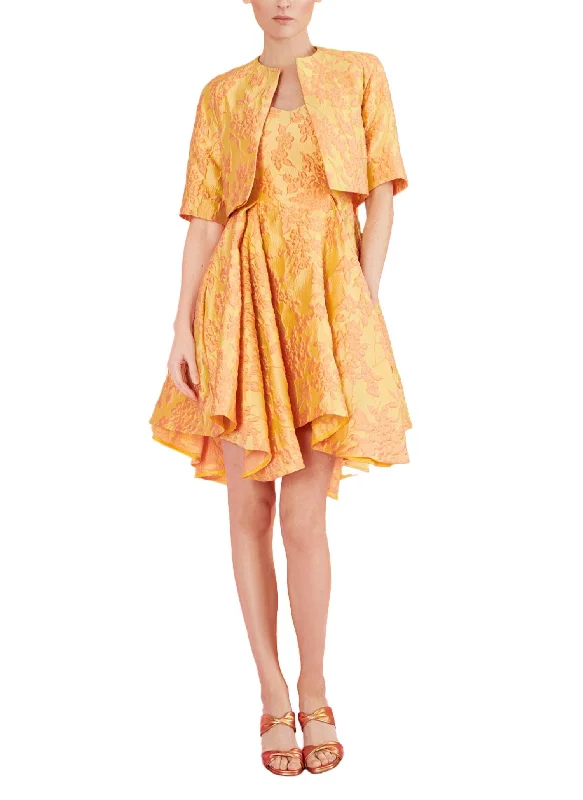 Effortless Style, Endless Impact Mimosa Jacquard Dress With Jacket In Dijon