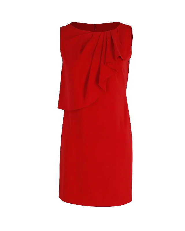 Romantic Detailing Moschino Cheap And Chic Ruffle Dress in Red Polyethylene