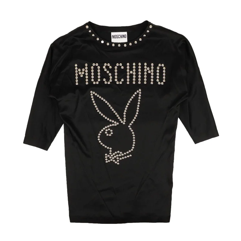 Day-To-Night Styles Moschino Couture Nailhead Logo Bunny Silk Dress - Pink