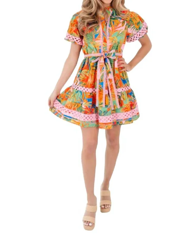 Unbeatable Deals Paloma Tie Dress In Orange,pink