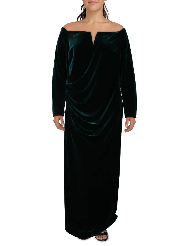 Comfort Centric Apparel Plus Womens Velvet Evening Dress