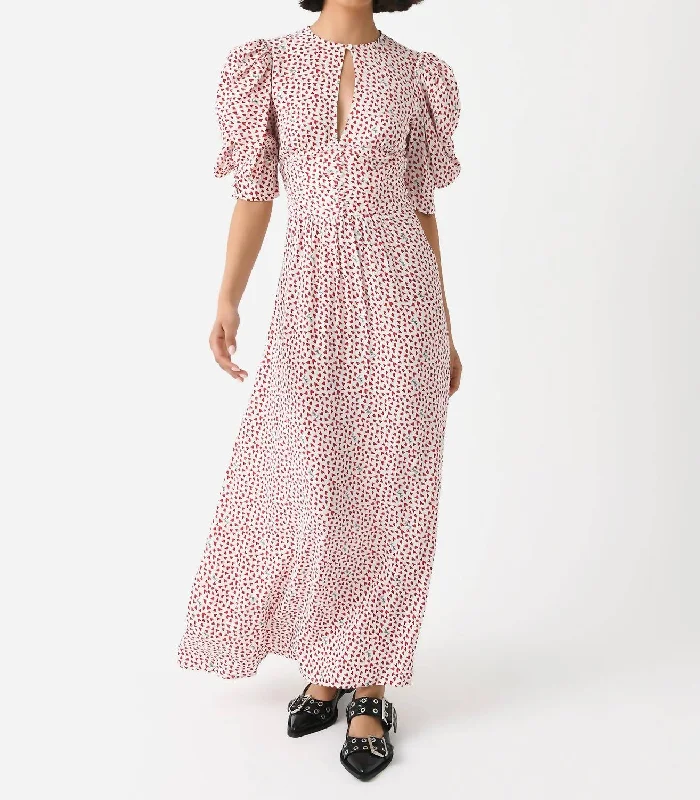 Limited Time Offers Printed Maxi Flowy Dress In Happy Hearts/bright White