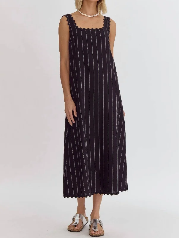 Trend Driven Wardrobe Ric Rac Striped Dress In Black