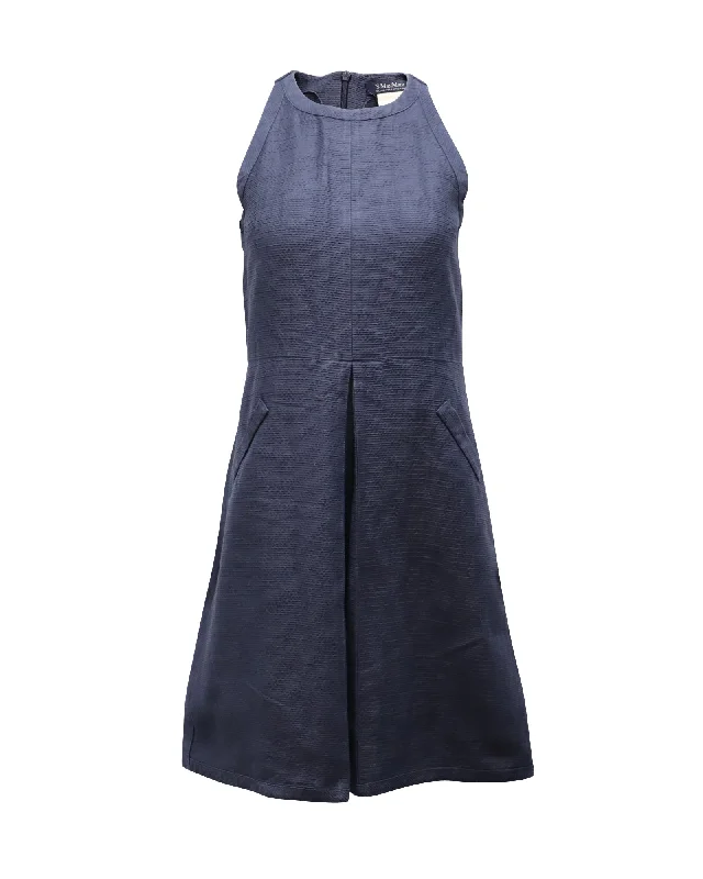 Limited Stock 'S Max Mara Halter Dress in Navy Blue Cotton