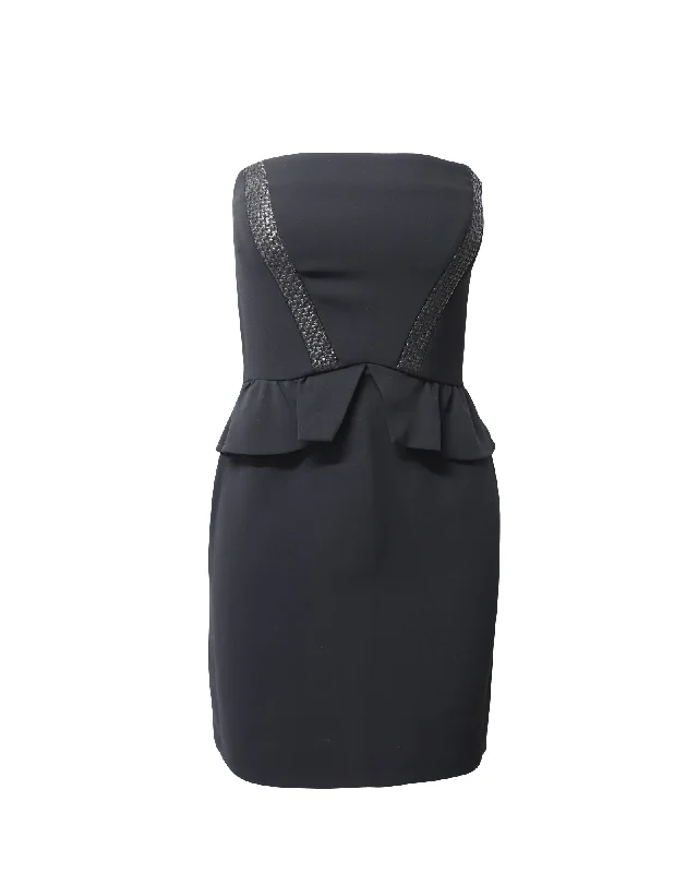 Sophisticated Outfits Sandro Paris Bandeau Peplum Dress in Black Polyester