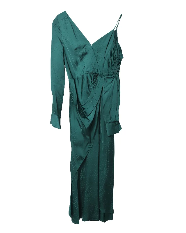 Clearance Sale, All Cheap Self-Portrait Asymmetric Dress in Green Jacquard