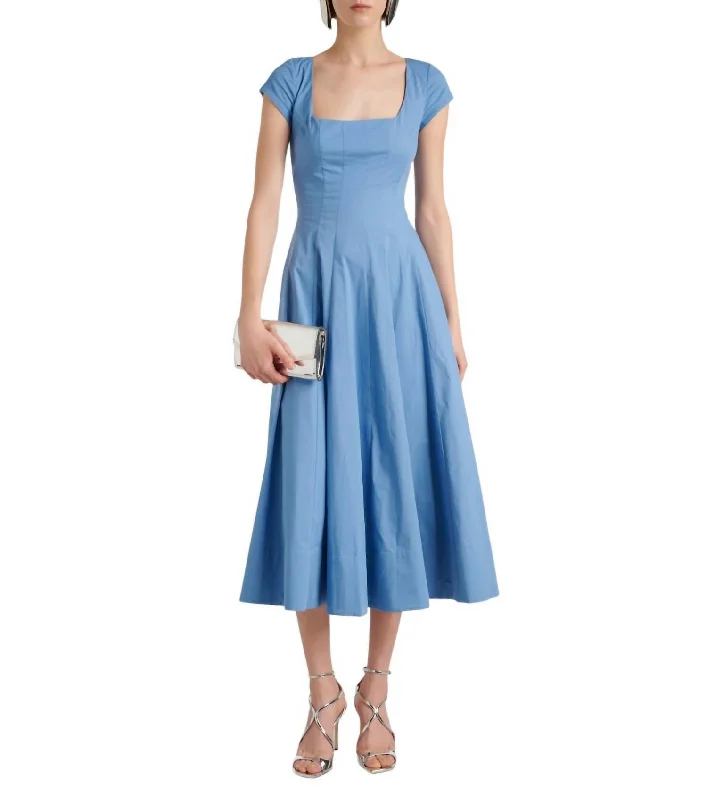 Luxury Comfort Short Sleeve Wells Dress In Azure