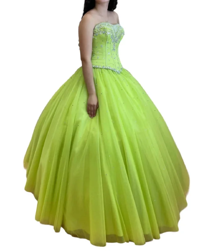 Massive Savings Strapless Quinceañera Dress In Apple Green