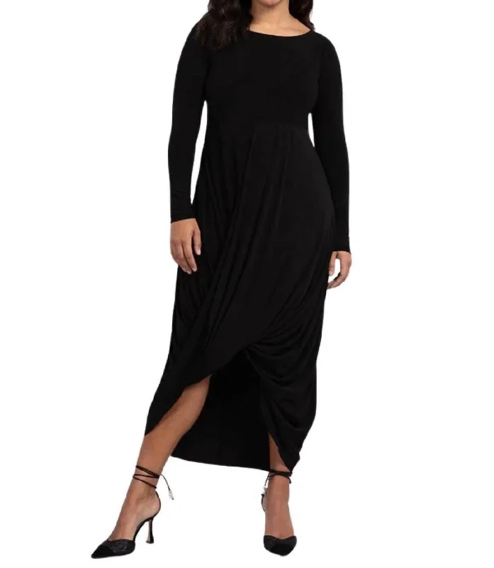 Minimalist Style Swag Dress In Black