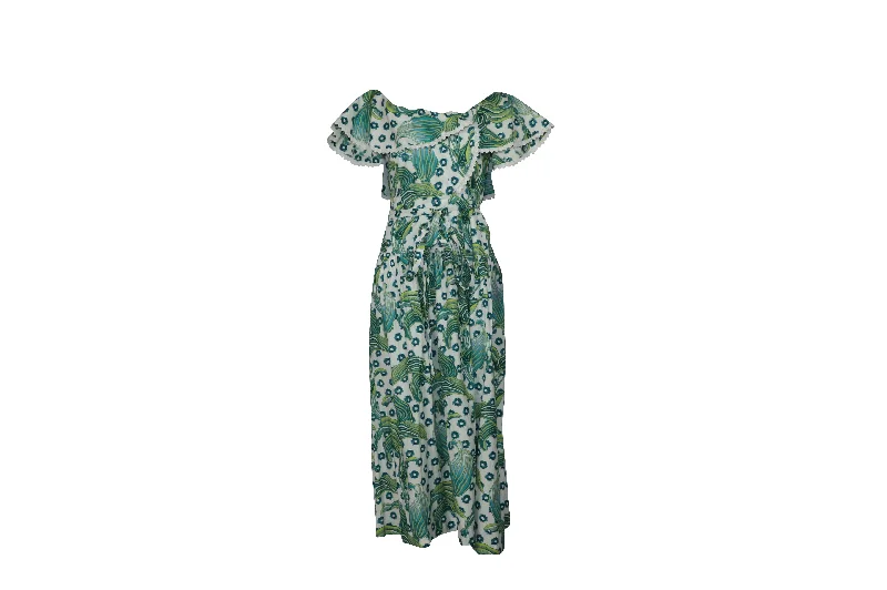 Popular Collection Temperley London Florrie Wrap Dress in Green Print Cotton