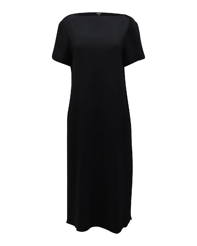 Hot Brand Discounts Theory Crepe Midi Shift Dress in Black Acetate