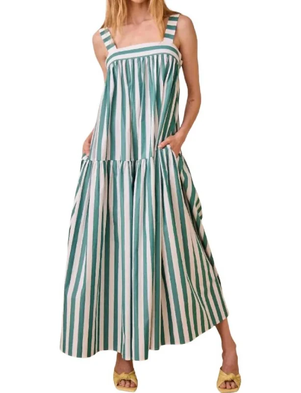 Best Sellers Tula Dress In Emerald Stripe