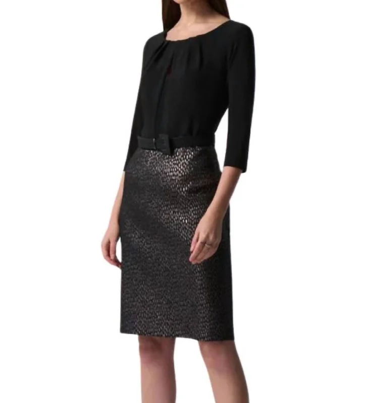 Fashion Forward Style Two Tone Metallic Sheath Dress In Black