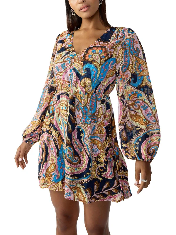 Chic Trends Unveiled Womens Mini Paisley Fit & Flare Dress