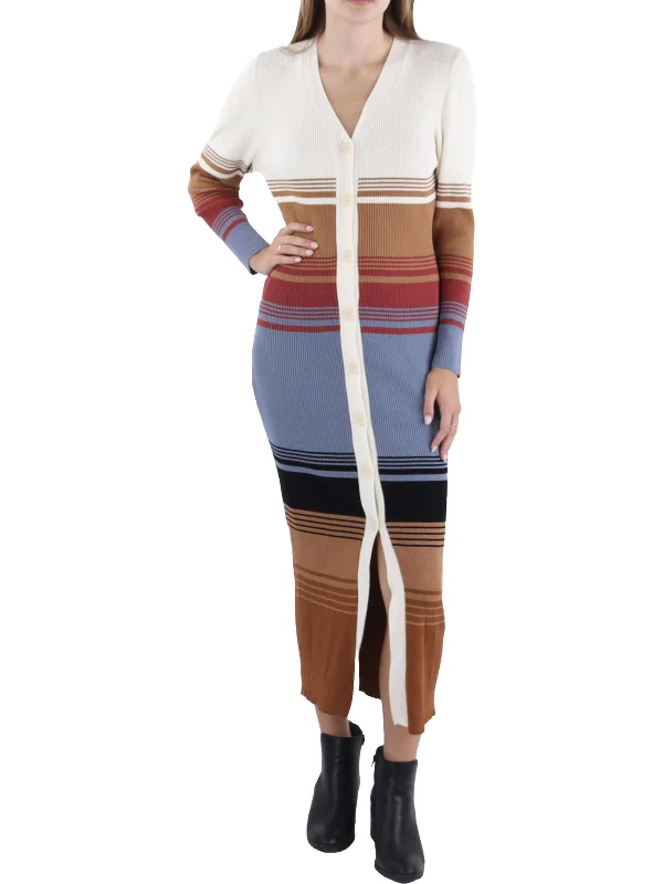 Unleash Your Style Womens Ribbed Knit Long Sweaterdress