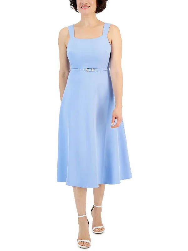 Save On Inspired Styles Womens Square Neck Belted Cocktail And Party Dress